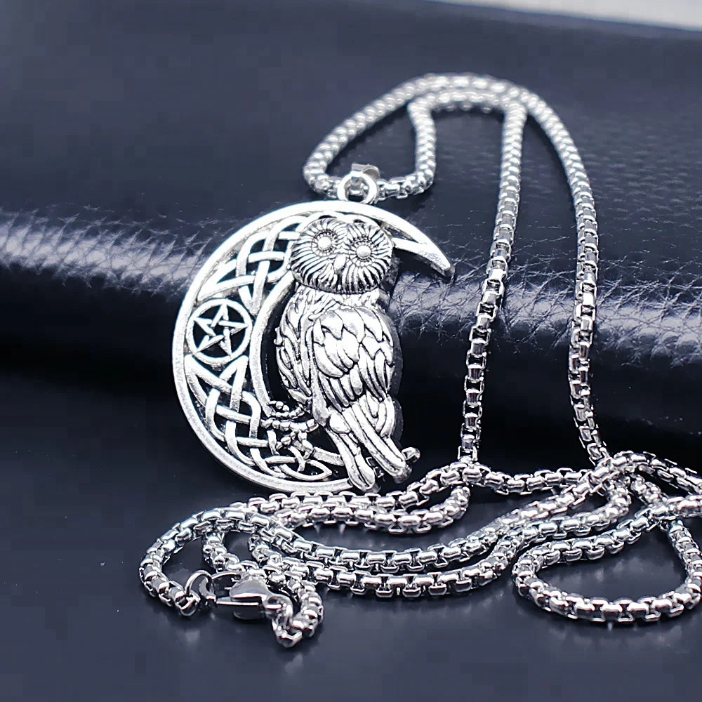 Fashion Vintage Styles Antique Silver Plated Wiccan Owl Necklaces Amulet Jewelry Custom