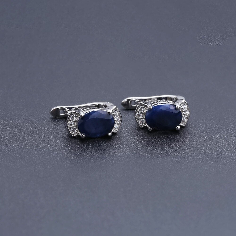 GEM&#39;S BALLET 925 Sterling Silver Stud Earrings 2.02Ct Natural Blue Sapphire Earrings For Women Engagement Wedding Fine Jewelry