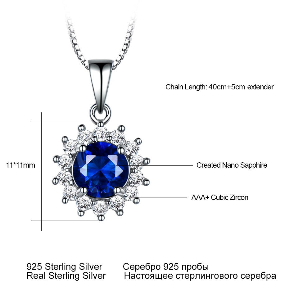 UMCHO 925 Sterling Silver Jewelry Sets for Women Blue Sapphire Gemstone Pendant Necklace Clip Earrings Wedding Fine Jewelry New