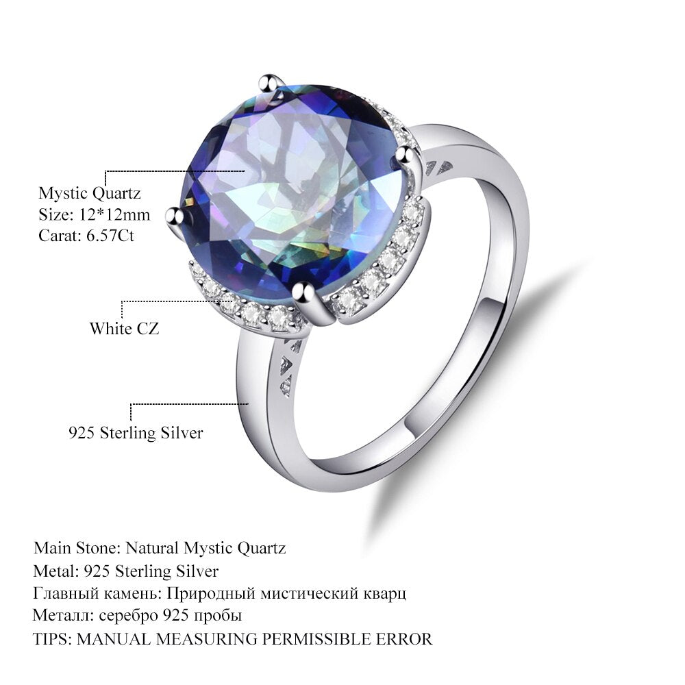 GEM&#39;S BALLET 925 Silver 585 14K 10K 18K Gold Ring 6.57Ct Natural Blueish Mystic Quartz Gemstone Engagement Rings For Women