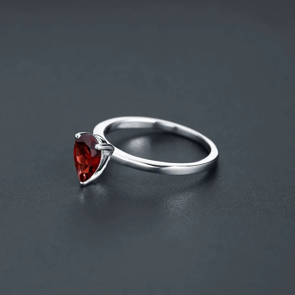 Gem's Ballet 1.36Ct Natural Red Garnet Blue Topaz Water Drop Gemstone Rings 925 Sterling Silver Trendy Ring For Women Gift Fine Jewelry