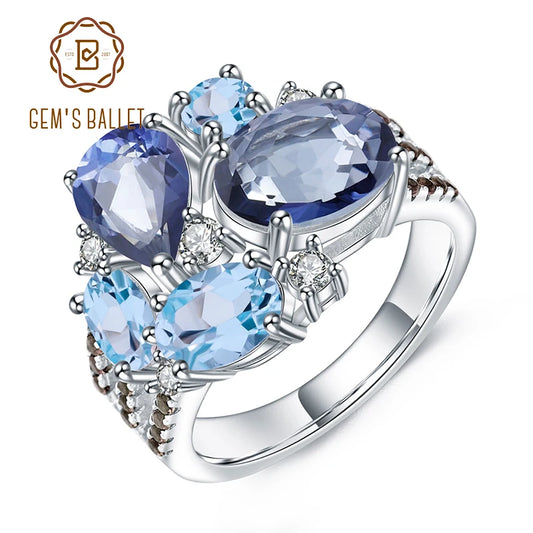 GEM'S BALLET Natural Mystic Quartz Topaz Rings Fine Jewelry 925 Sterling Silver Gemstone Candy Ring for Women Bijoux CHINA