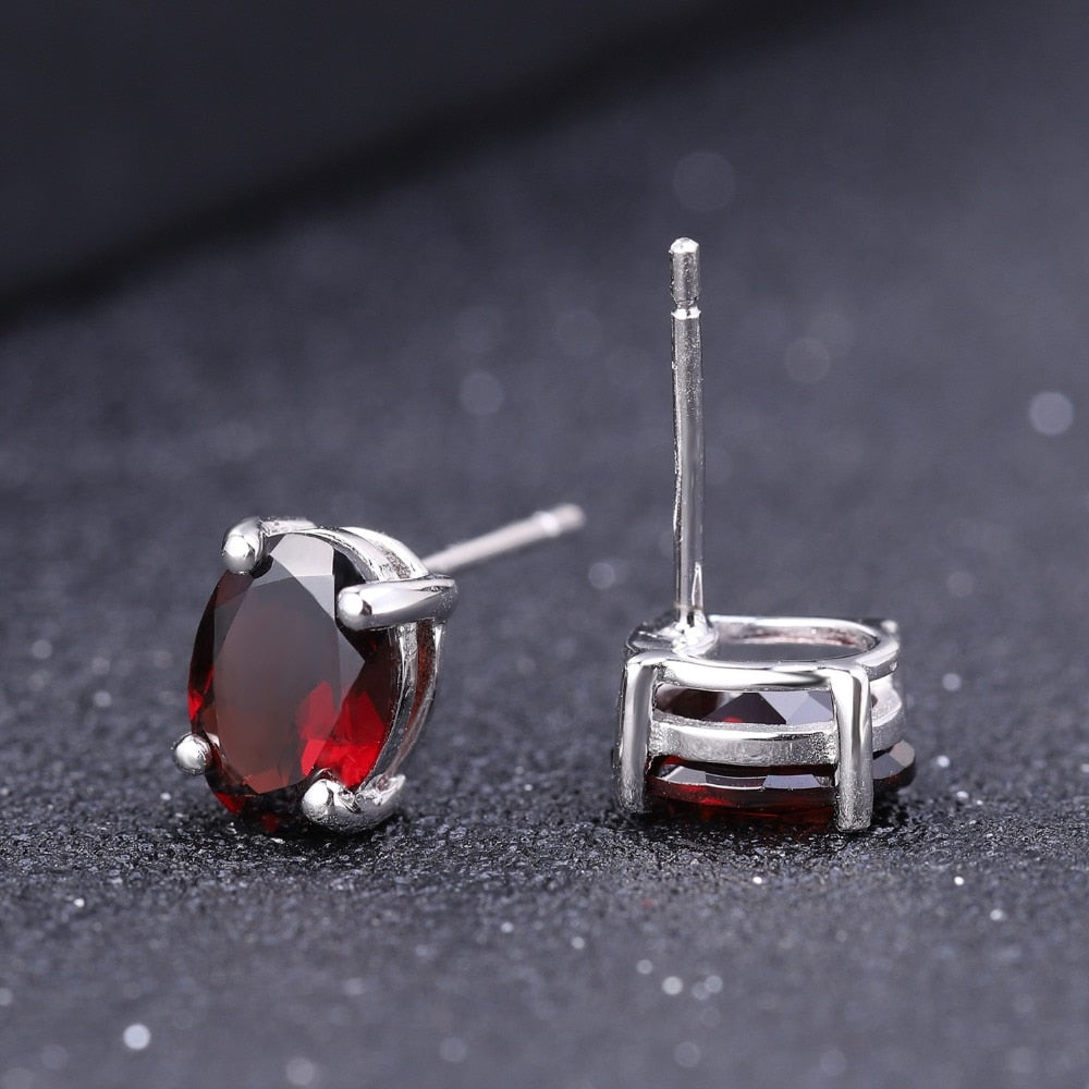 Gem&#39;s Ballet 5*7mm 2.00Ct Oval Natural Red Garnet Gemstone Stud Earrings 585 14K 10K 18K Gold 925 Silver Jewelry for Women