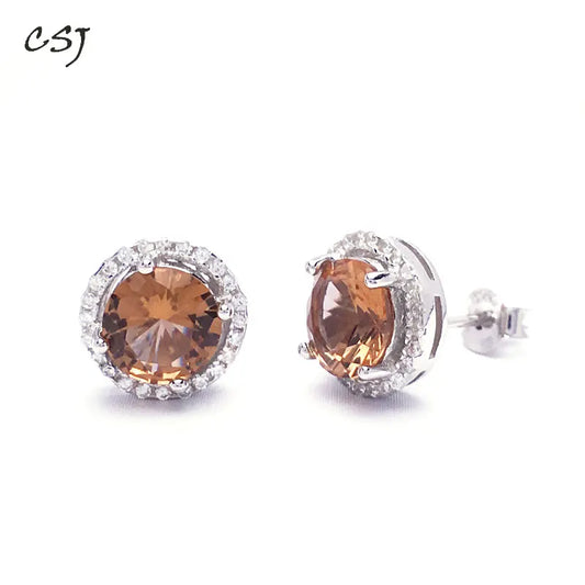 CSJ Diaspore Zultanite Stud Earrings 925 Sterling Silver Fine Jewelry Women Femm Lady Wedding Engagment Party Default Title