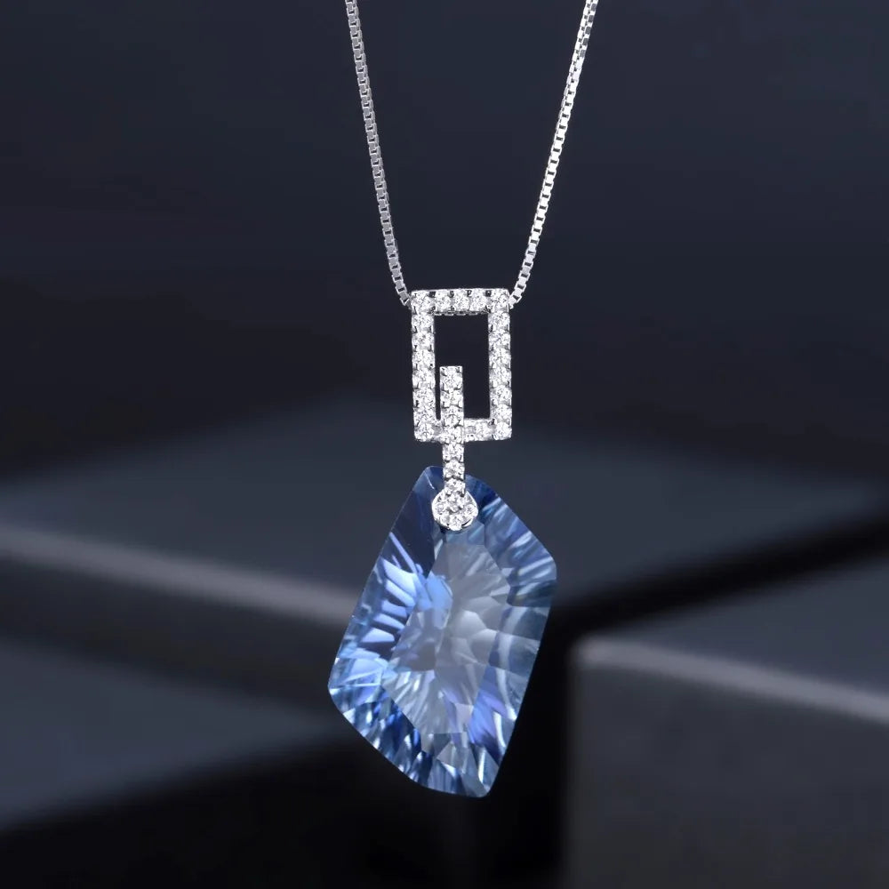 GEM'S BALLET 21.20Ct Natural Iolite Blue Mystic Quartz Gemstone Pendant Necklace 925 Sterling Silver Fine Jewelry for Women