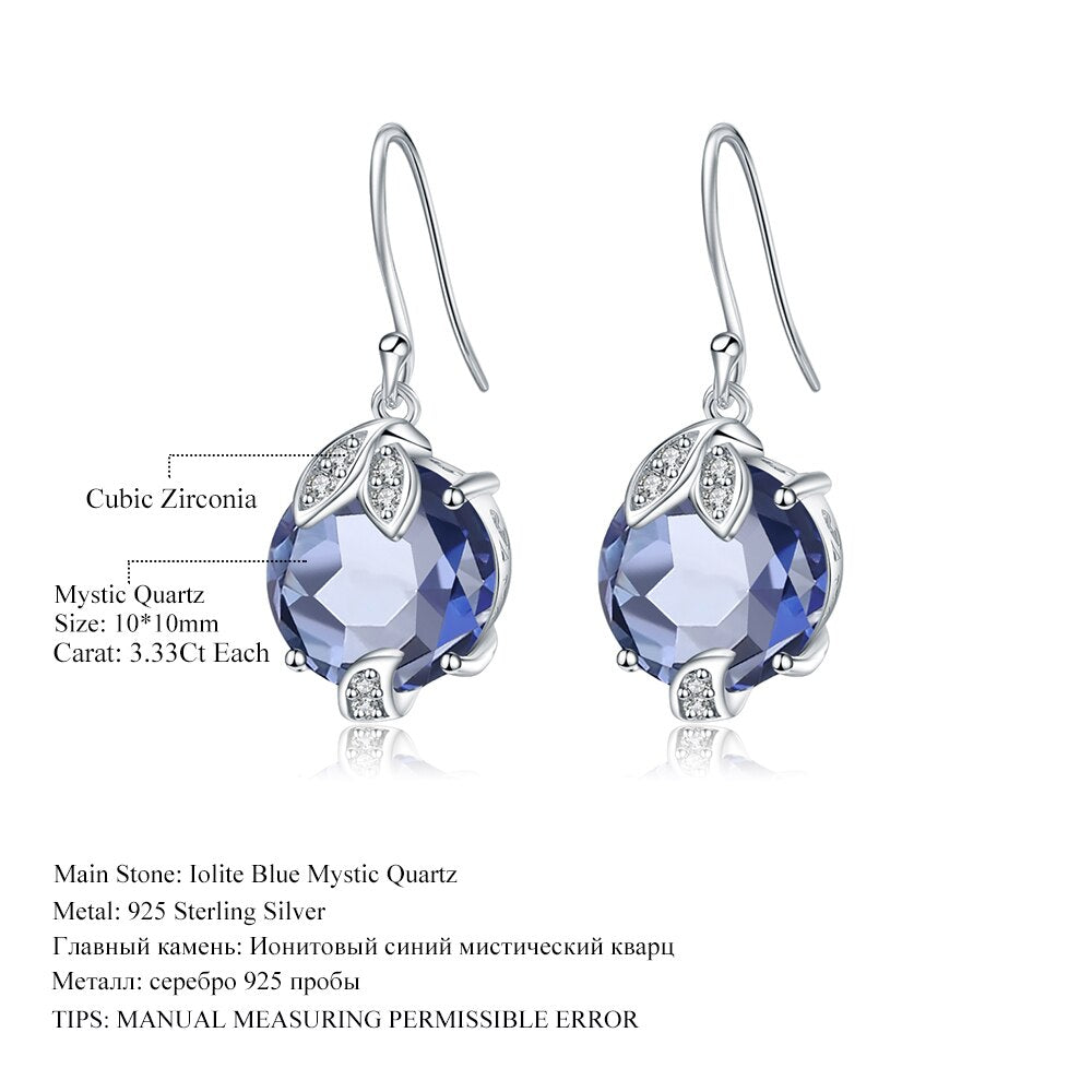 GEM&#39;S BALLET 925 Sterling Silver Fine Jewelry Mystic Quartz Iolite Blue Gemstone Gorgeous Drop Earrings Fine Jewelry For Women