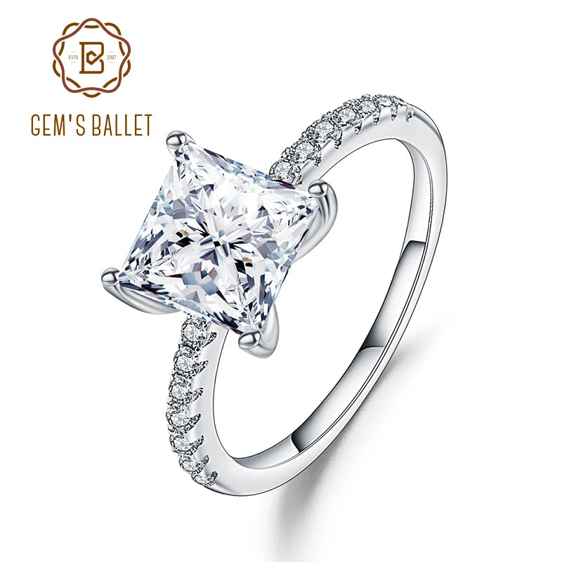 Gem's Ballet 1.49Ct Princess Cut Cubic Zirconia Wedding Ring 585 14K 10K 18K Gold 925 Silver Solitaire Engagement Ring For Women