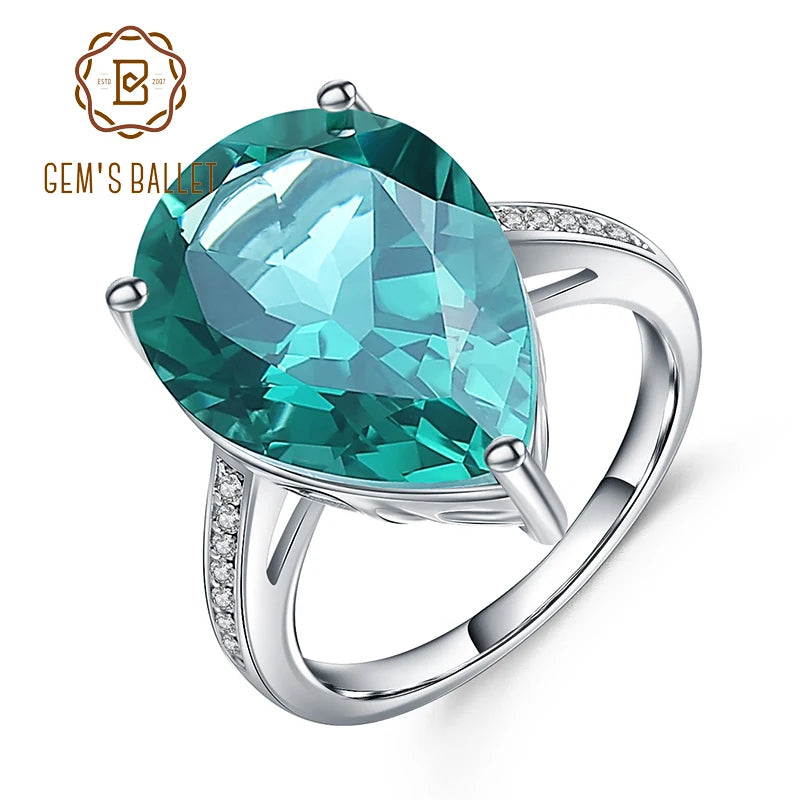 Gem's Ballet Luxury 10.68Ct Created Green Emerald Cocktail Ring Genuine 925 Sterling Silver Rings for Women Fine Jewelry CHINA