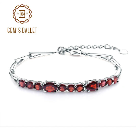 GEM'S BALLET 5.32Ct Natural Red Garnet Tennis Bracelet Genuine 925 Sterling Silver Bracelets&bangles Women Fashion Fine Jewelry