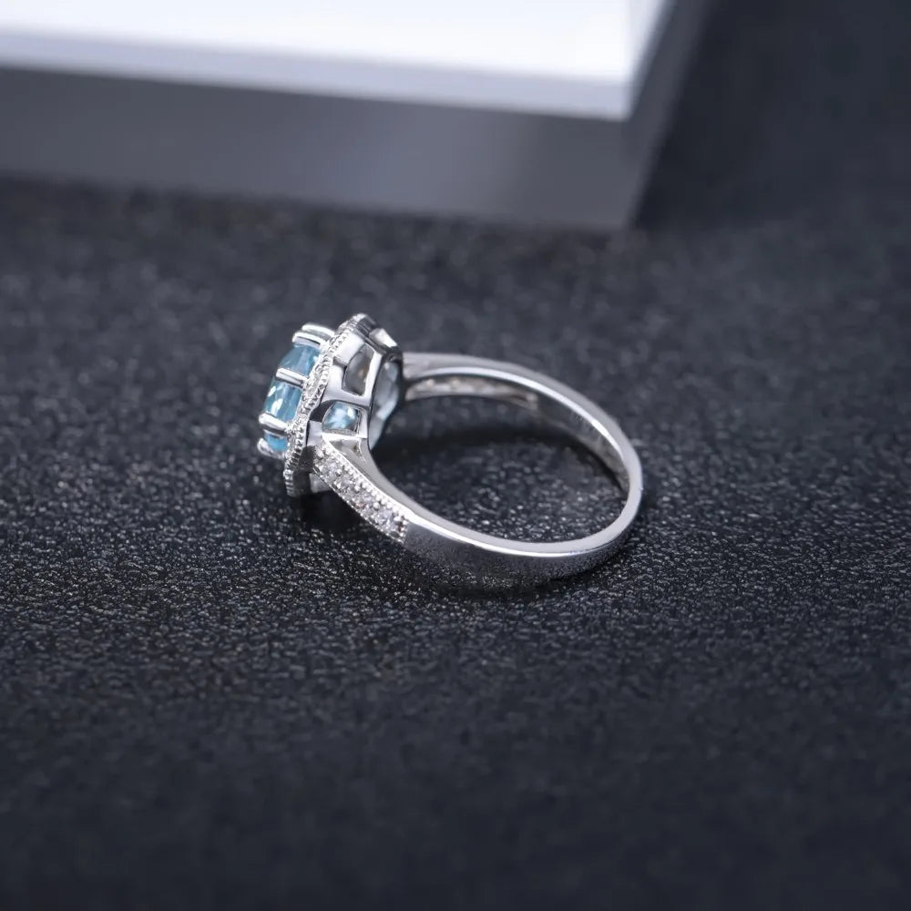 Gem's Ballet New Arrivals Natural Sky Blue Topaz Rings Genuine 925 sterling silver Wedding Engagement jewelry For Women