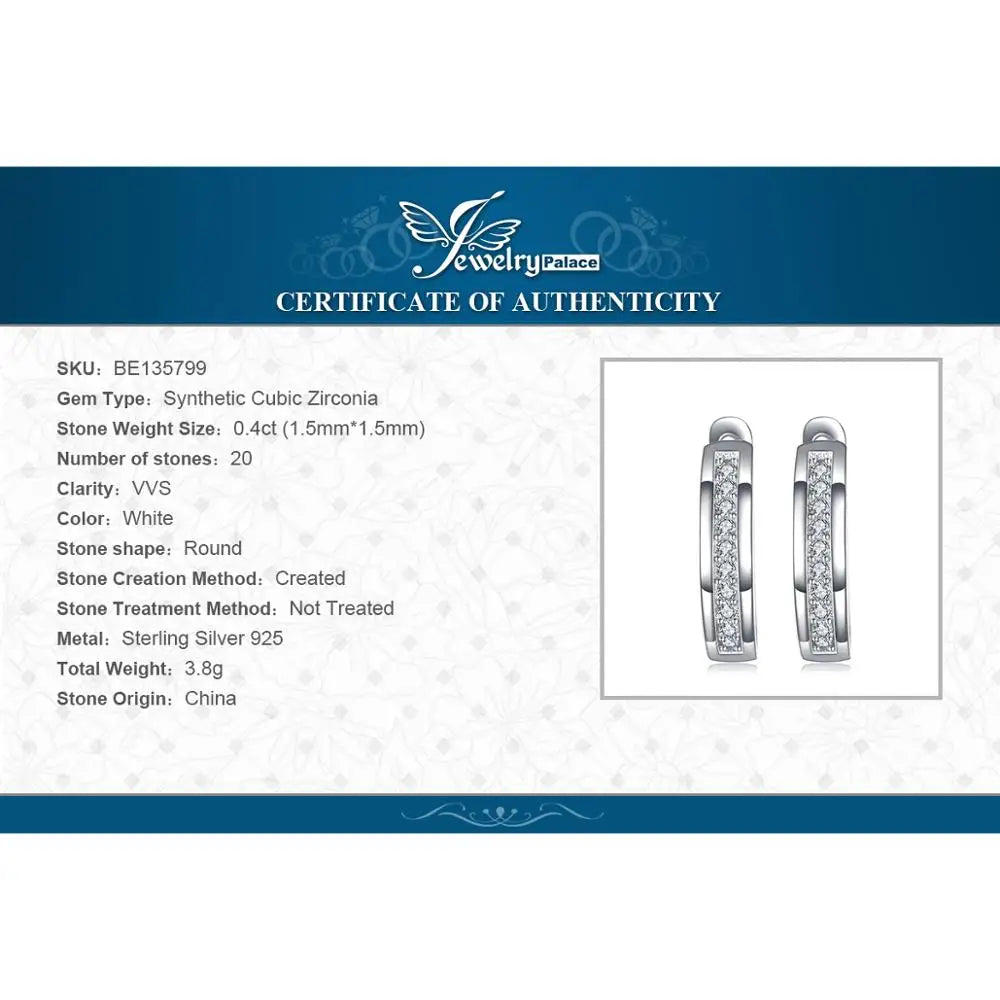 JewelryPalace Channel Eternity 925 Sterling Silver Cubic Zirconia Fashion Clip Earrings for Women