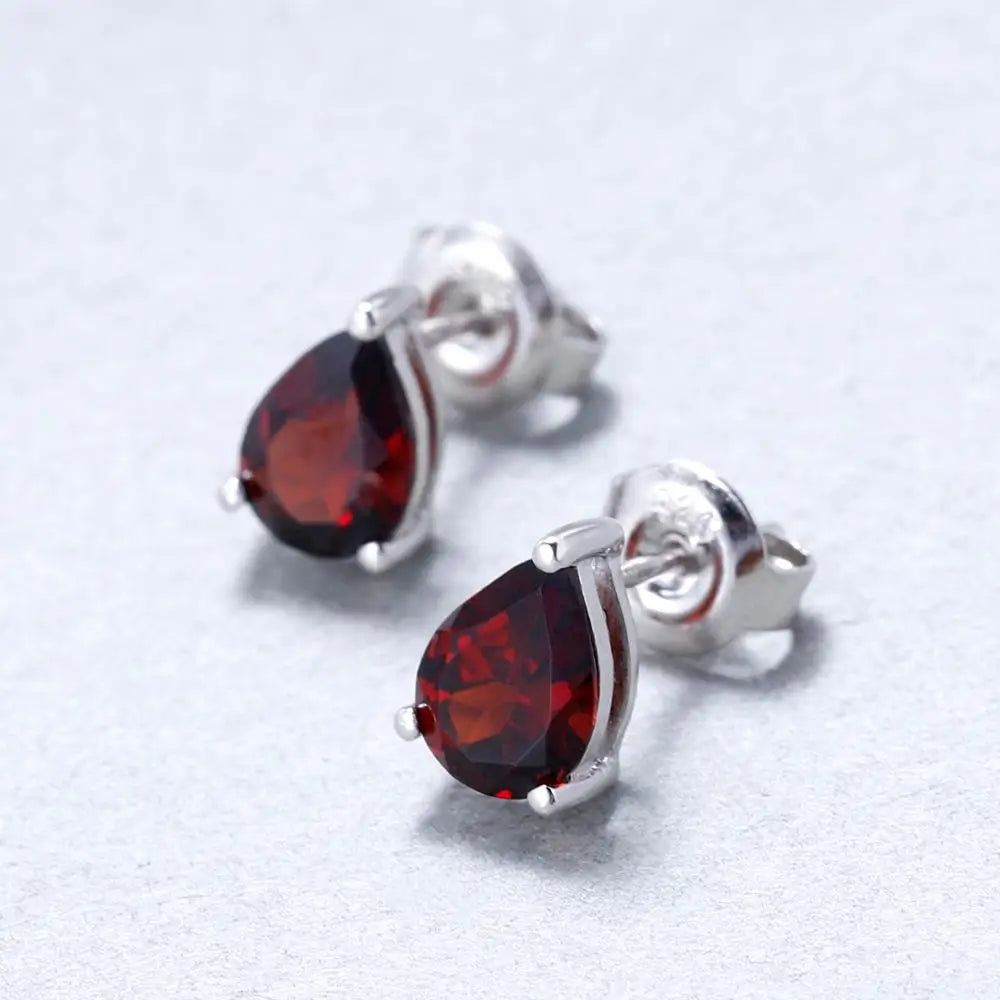 Gem's Ballet 6*8mm 2.74Ct Natural Red Garnet Gemstone Stud Earrings Genuine 925 Sterling Silver Fashion Jewelry for Women