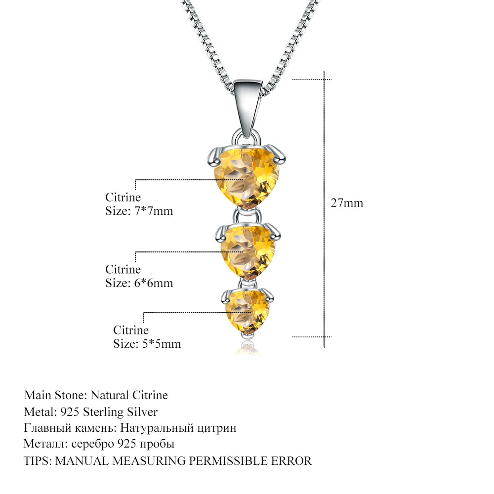 GEM'S BALLET 925 Sterling Silver Jewelry 2.43Ct Natural Citrine Gemstone Love Heart Pendant Necklace for Women Wedding Jewelry