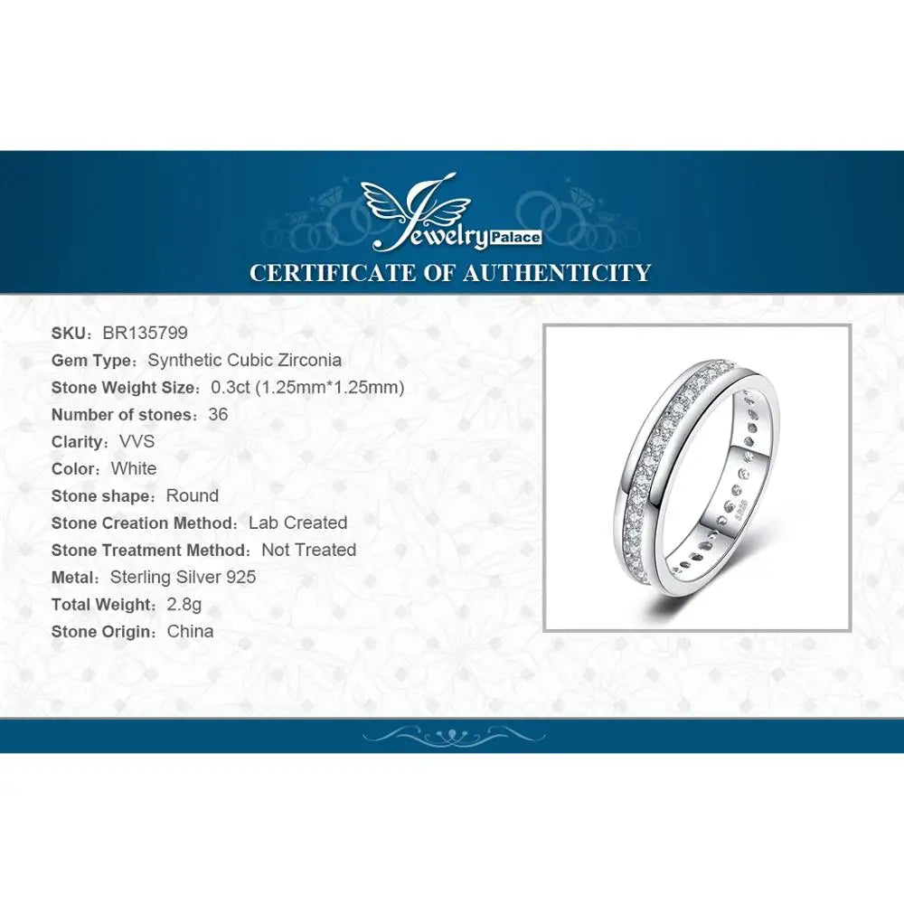 JewelryPalace Solid 925 Sterling Silver Wedding Engagement Ring for Woman AAAAA CZ Simulated Diamond Band Ring Luxury Jewelry