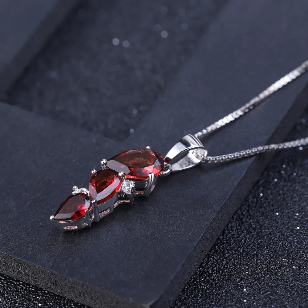 GEM'S BALLET 2.94Ct Natural Garnet Gemstone Pendant Necklace 925 Sterling Silver Birthstone Wedding Fine Jewelry for Women