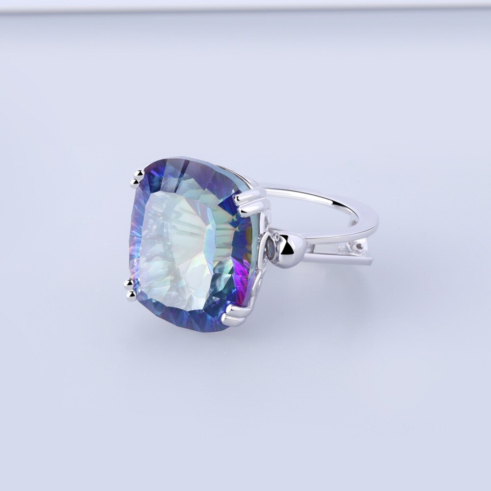 GEM'S BALLET 18.42Ct Natural Rainbow Fire Mystic Topaz Ring Cocktail For Women 925 Sterling Silver Vintage Fashion Jewelry