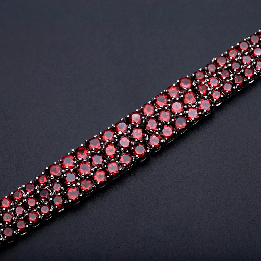 GEM'S BALLET 30.80Ct Natural Red Garnet Gemstone Bracelet Genuine 925 Sterling Silver Bracelets & Bangles For Women Fine Jewelry