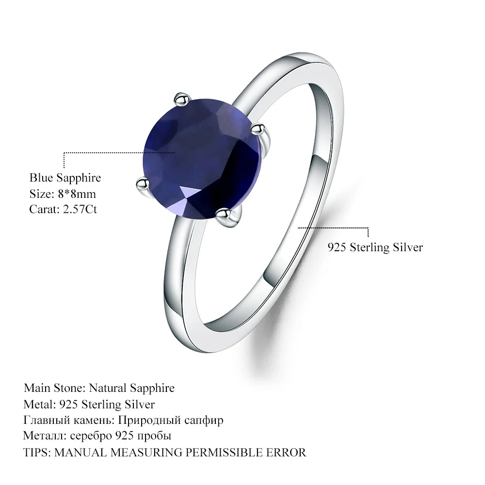 Gem's Ballet 2.57Ct Natural Blue Sapphire 585 14K 10K 18K Gold 925 Silver Gemstone Solitaire Engagement Ring For Women Jewelry