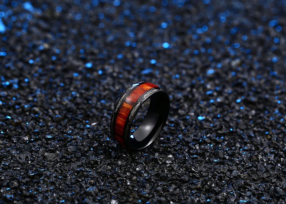 Beier 316L Stainless Steel minimalist red wood men and women wedding ring carve dragon pattern high quality jewelry LLBR-R077R