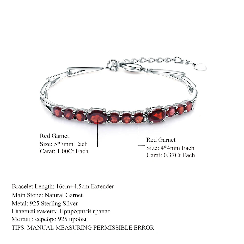 GEM'S BALLET 5.32Ct Natural Red Garnet Tennis Bracelet Genuine 925 Sterling Silver Bracelets&bangles Women Fashion Fine Jewelry