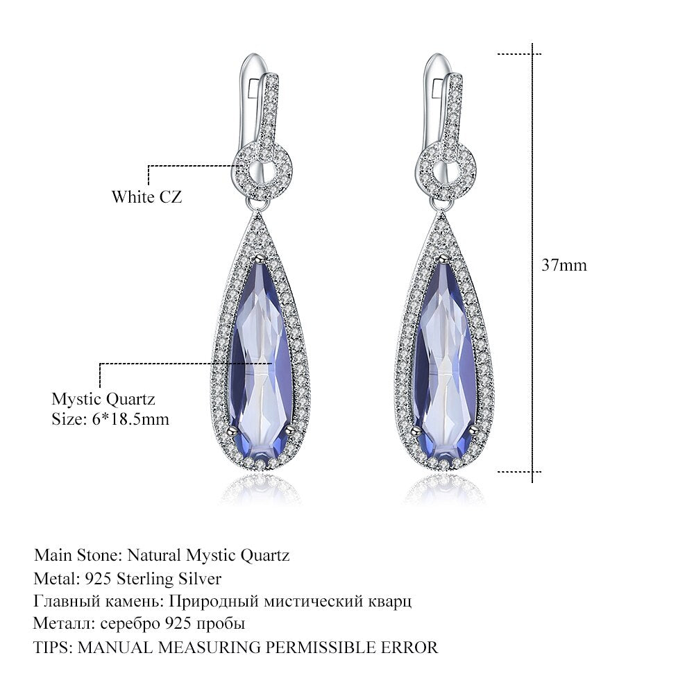 GEM&#39;S BALLET 925 Sterling Silver Fine Jewelry For Women Classic Natural Iolite Blue Mystic Quartz Gemstone Water Drop Earrings