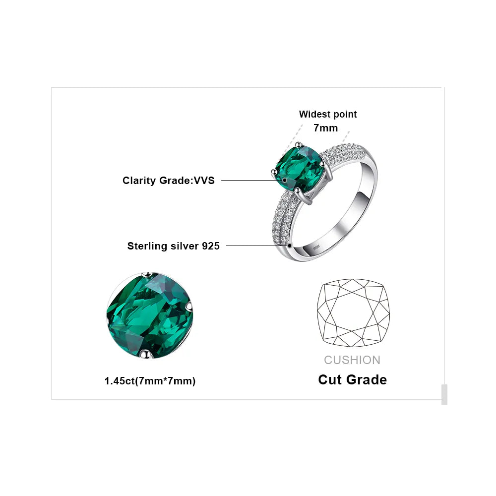 Jewelry Palace Green Simulated Nano Emerald Created Ruby Ring 925 Sterling Silver Gemstone Solitaire Engagement Rings for Women