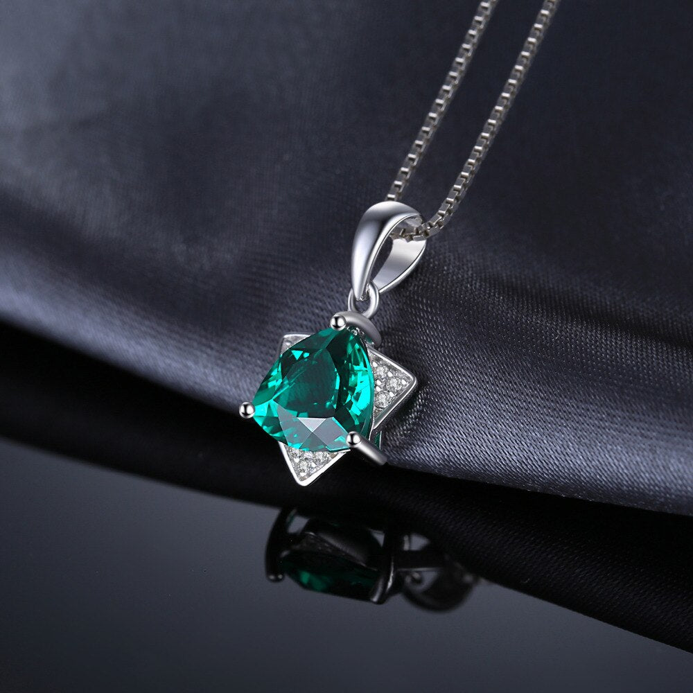 JewelryPalace Triangle 1.6ct Simulated Emerald 925 Sterling Silver Pendant Necklace for Women Fashion Jewelry Without Chain