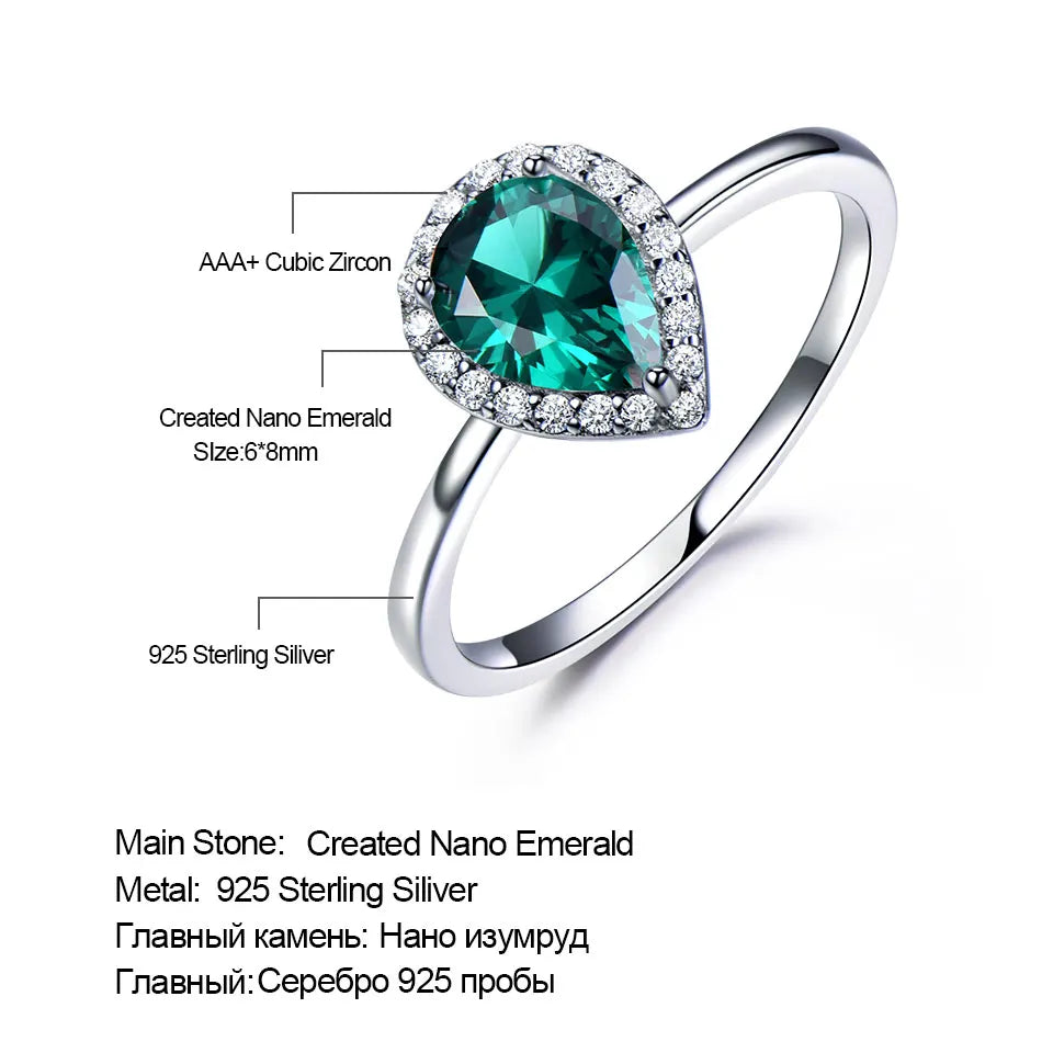 UMCHO Green Emerald Gemstone Rings for Women Halo Engagement Wedding Promise Ring 925 Sterling Silver Party Romantic Jewelry