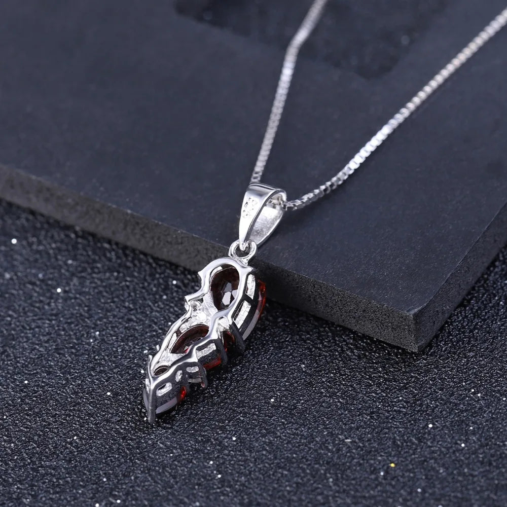 GEM'S BALLET 2.94Ct Natural Garnet Gemstone Pendant Necklace 925 Sterling Silver Birthstone Wedding Fine Jewelry for Women