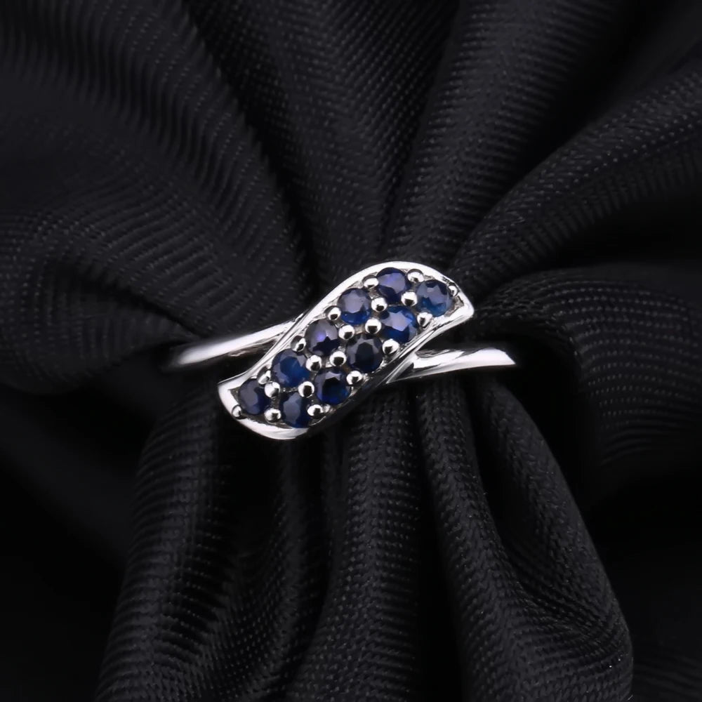 GEM'S BALLET Natural Blue Sapphire Gemstone Rings 925 Sterling Silver Gorgeous Promise Rings for Women Fine Jewelry