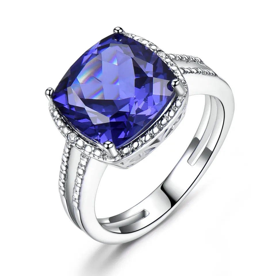 UMCHO Luxury Tanzanite Rings For Women Female Engagement Genuine Solid 925 Sterling Silver Jewelry Christmas Gift With Box Tanzanite