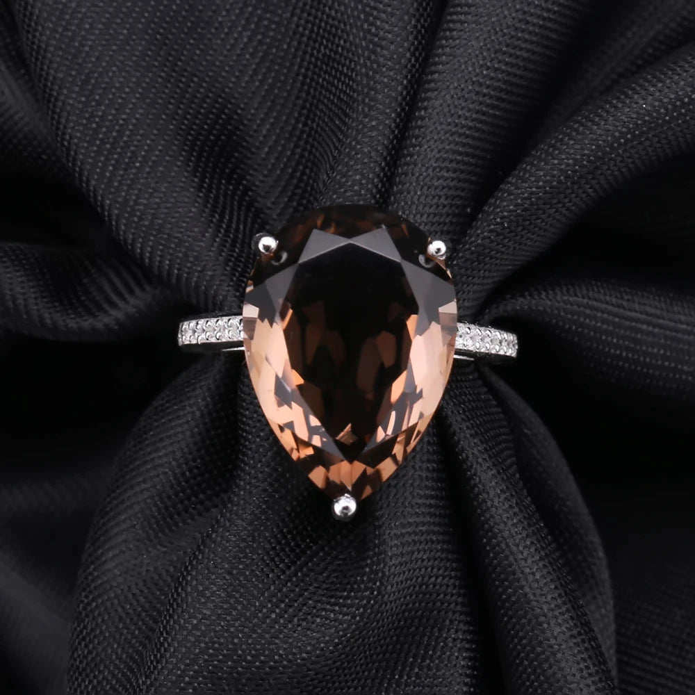 Gem's Ballet 10.68ct Natural Smoky Quartz Gemstone Cocktail Rings For Women 925 Sterling Silver Engagement Ring Fine Jewelry