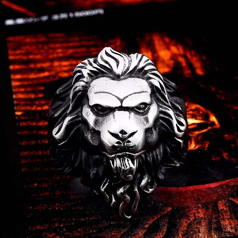 Beier 316L Stainless Steel Forest King Lion Head Men's Ring Classic Animal Protection God High Quality Jewelry LLBR8-676R