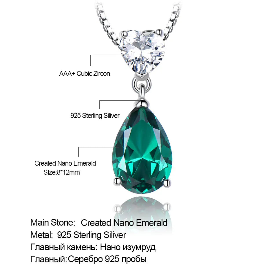 UMCHO 2019 New Fashion 925 Sterling Silver Pendant Necklace for Women Nano Emerald Zircon Chain Anniversary Necklace With Chain