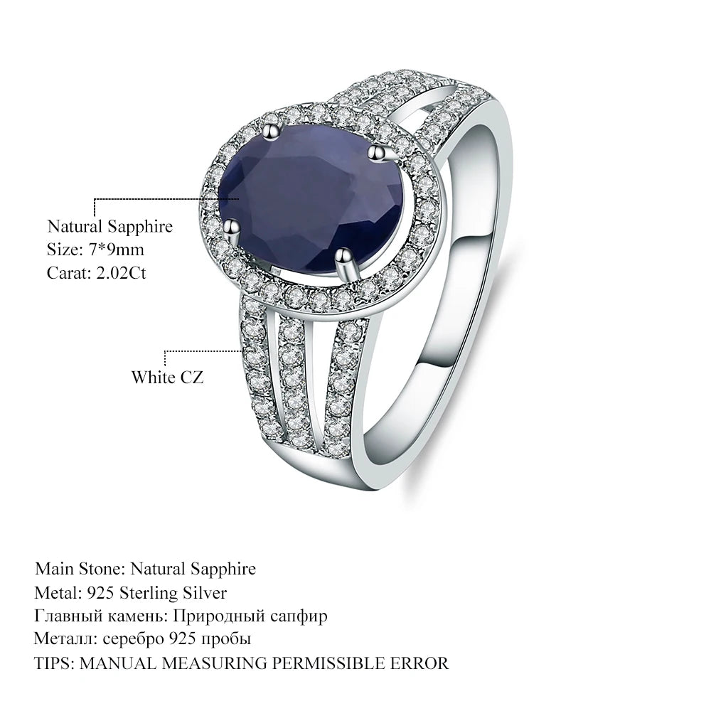 Ring Gem's Ballet Natural Oval Blue Sapphire Rings Solid 585 14K 10K 18K Gold 925 Silver Gemstone Cocktail Ring For Women