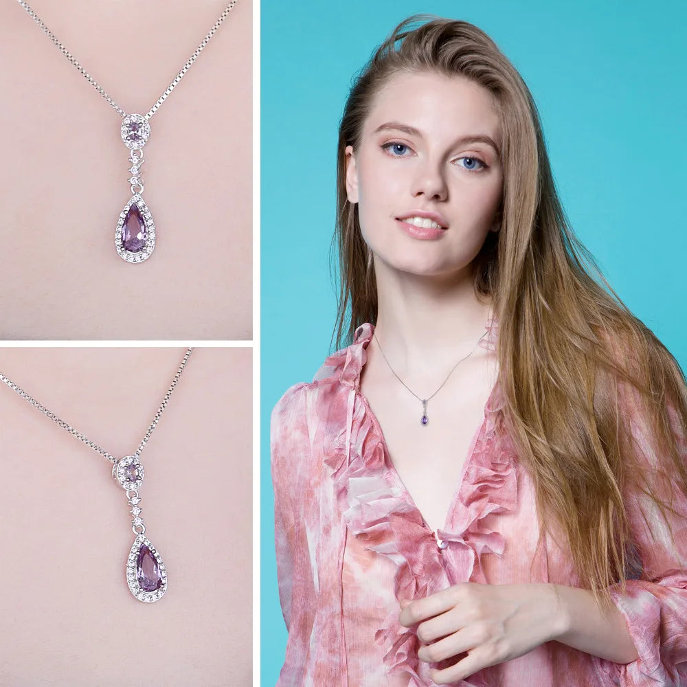 JewelryPalace 2ct Created Alexandrite Sapphire 925 Sterling Silver Fashion Drop Pendant Necklace for Woman Fine Jewelry No Chain