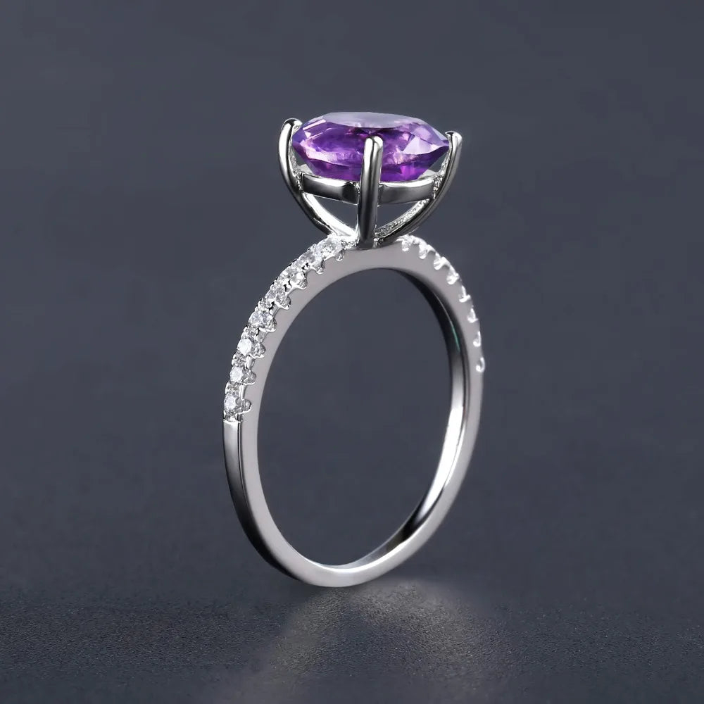 Gem's Ballet Purple Vintage Wedding Rings For Women Fine Jewelry 2.66Ct Natural Amethyst Gemstone Ring 925 Sterling Silver