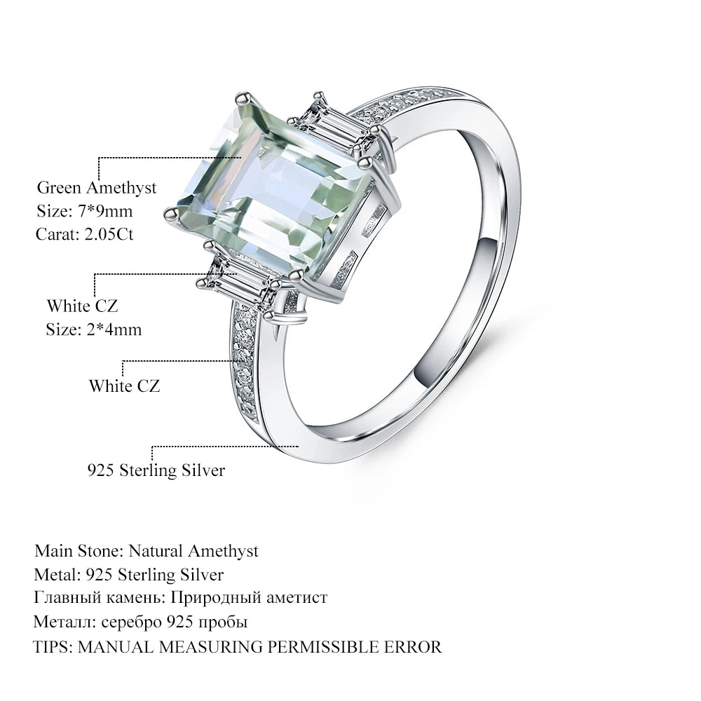 Gem's Ballet 4.1Ct Natural Green Amethyst Wedding Ring 925 Silver 585 14K 10K 18K Gold Prasiolite Rings For Women Fine Jewelry