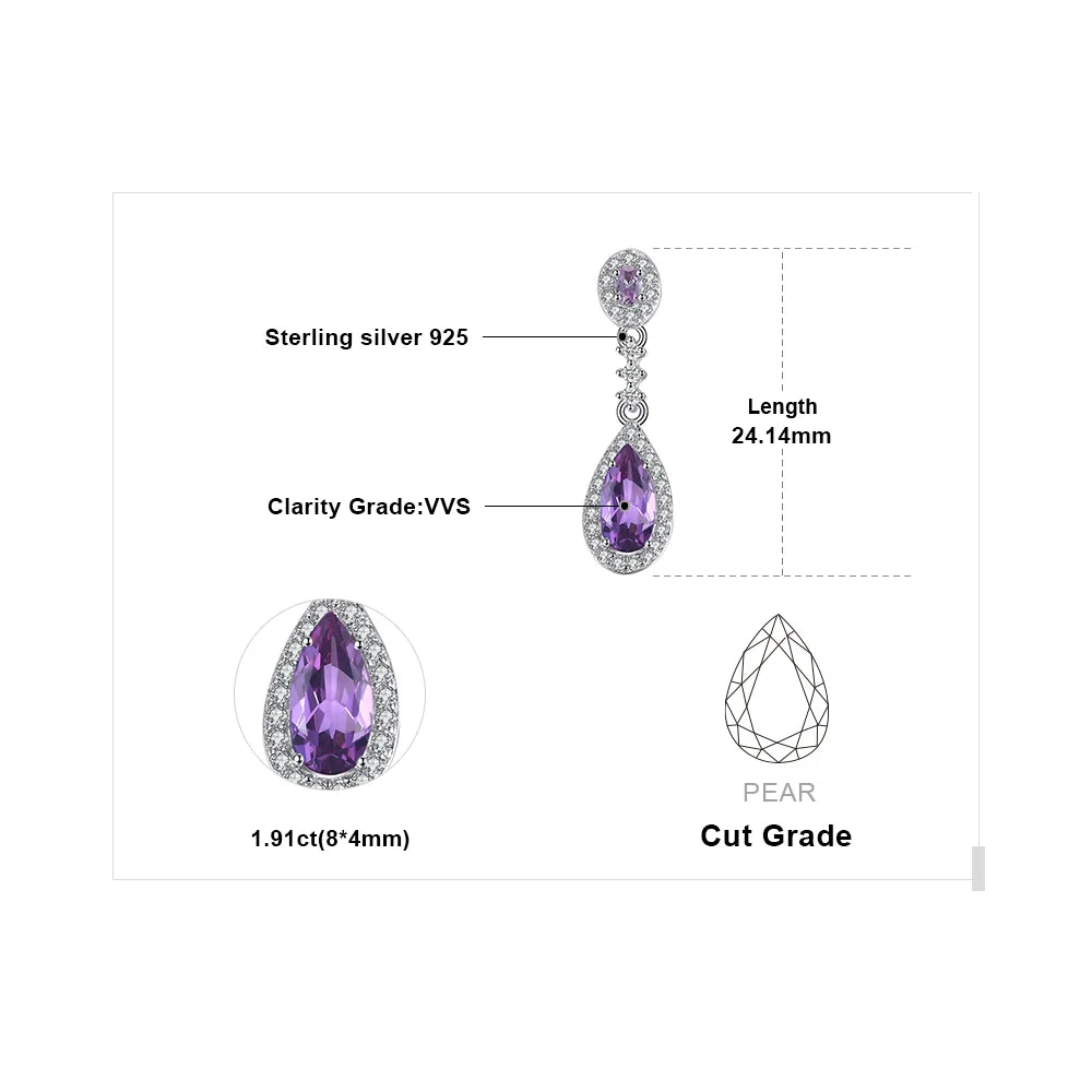 JewelryPalace 2ct Created Alexandrite Sapphire 925 Sterling Silver Fashion Drop Pendant Necklace for Woman Fine Jewelry No Chain