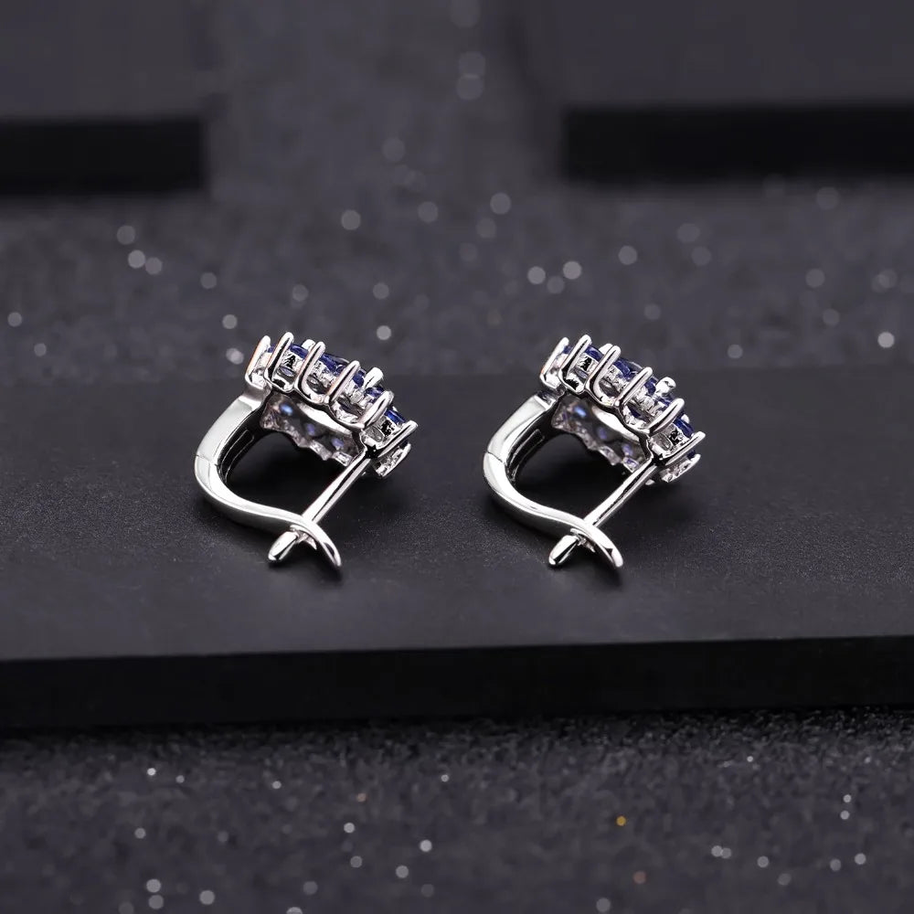 Gem's Ballet 1.89Ct Natural Blue Sapphire Earrings 925 Sterling Silver Gemstones Vintage Stud Earrings For Women Fine Jewelry