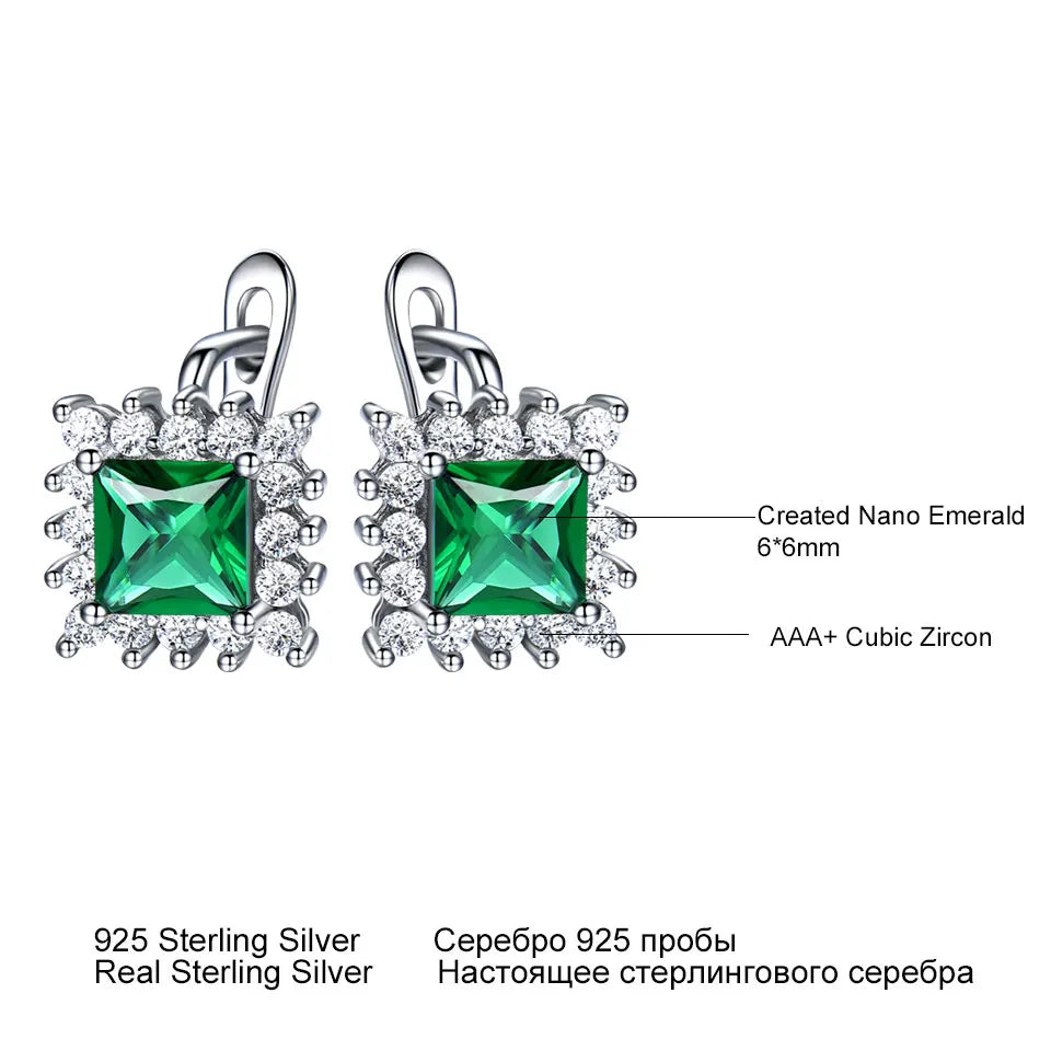 UMCHO Luxury Vintage Green Emerald Clip Earrings For Women Solid 925 Sterling Silver Jewelry Classic Party Gift Fine Jewelry New