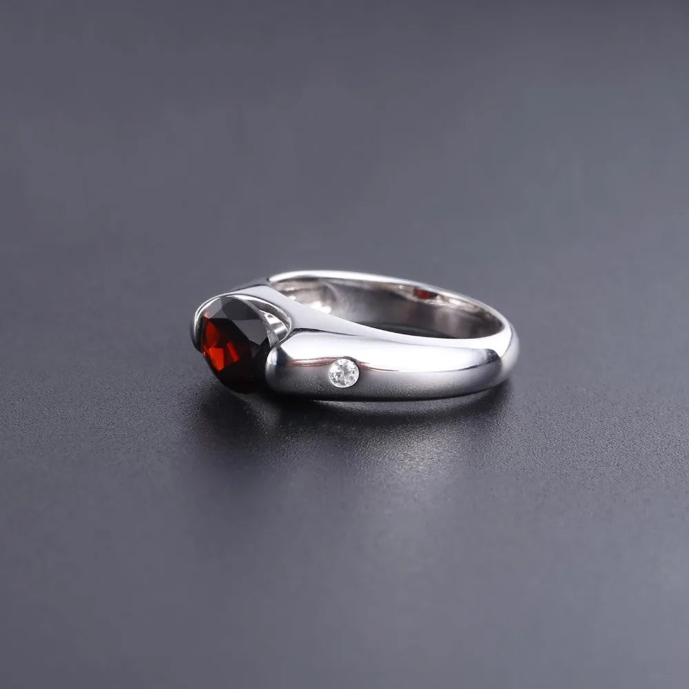 GEM'S BALLET 2.21Ct Natural Oval Red Garnet Vintage Ring 925 Sterling Silver Gemstone Simple Ring For Women Wedding Fine Jewelry