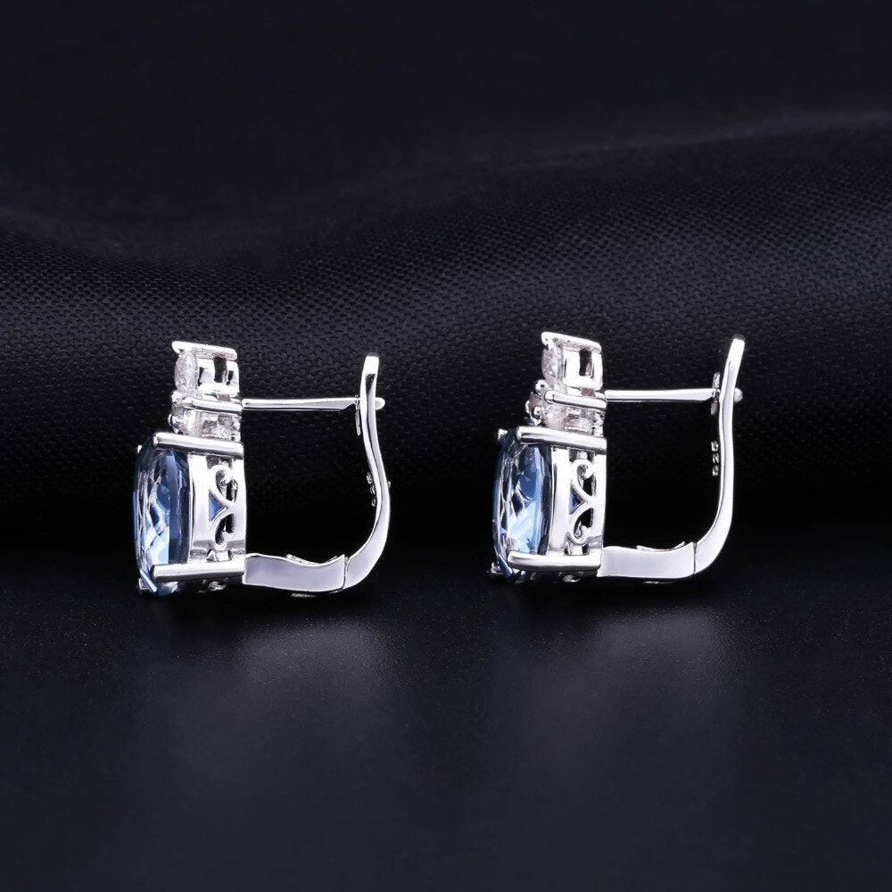 Gem&#39;s Ballet 7.10Ct Natural Iolite Blue Mystic Quartz Gemstone Jewelry Set 925 Sterling Earrings Ring Set For Women Wedding Fine