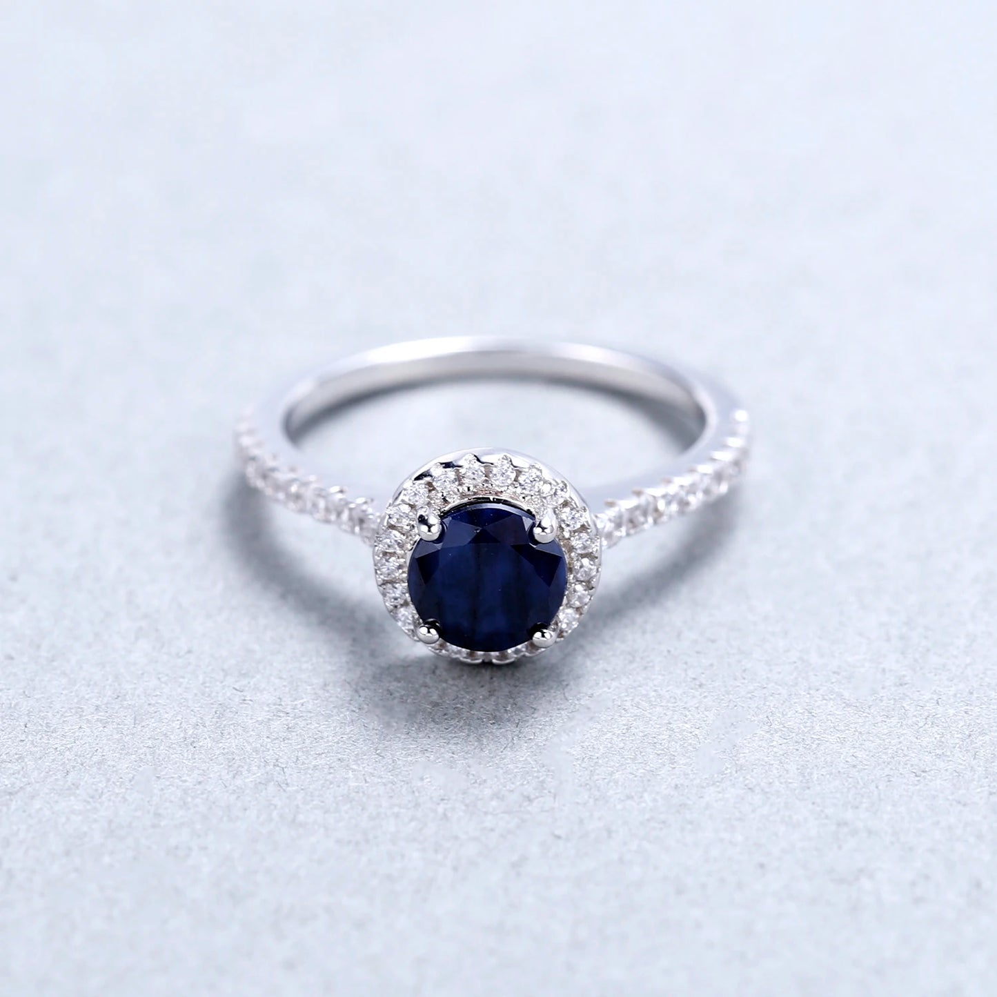 Gem's Ballet 1.84Ct Natural Blue Sapphire Halo Engagement Ring For Women 585 14K 10K 18K Gold 925 Silver Ring Fine Jewelry