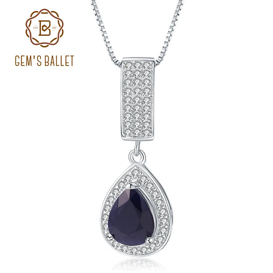 GEM'S BALLET 925 Sterling Silver Jewelry 1.29Ct Natural Blue Sapphire Gemstone Elegant Pendant Necklace for Women Fine Jewelry CHINA