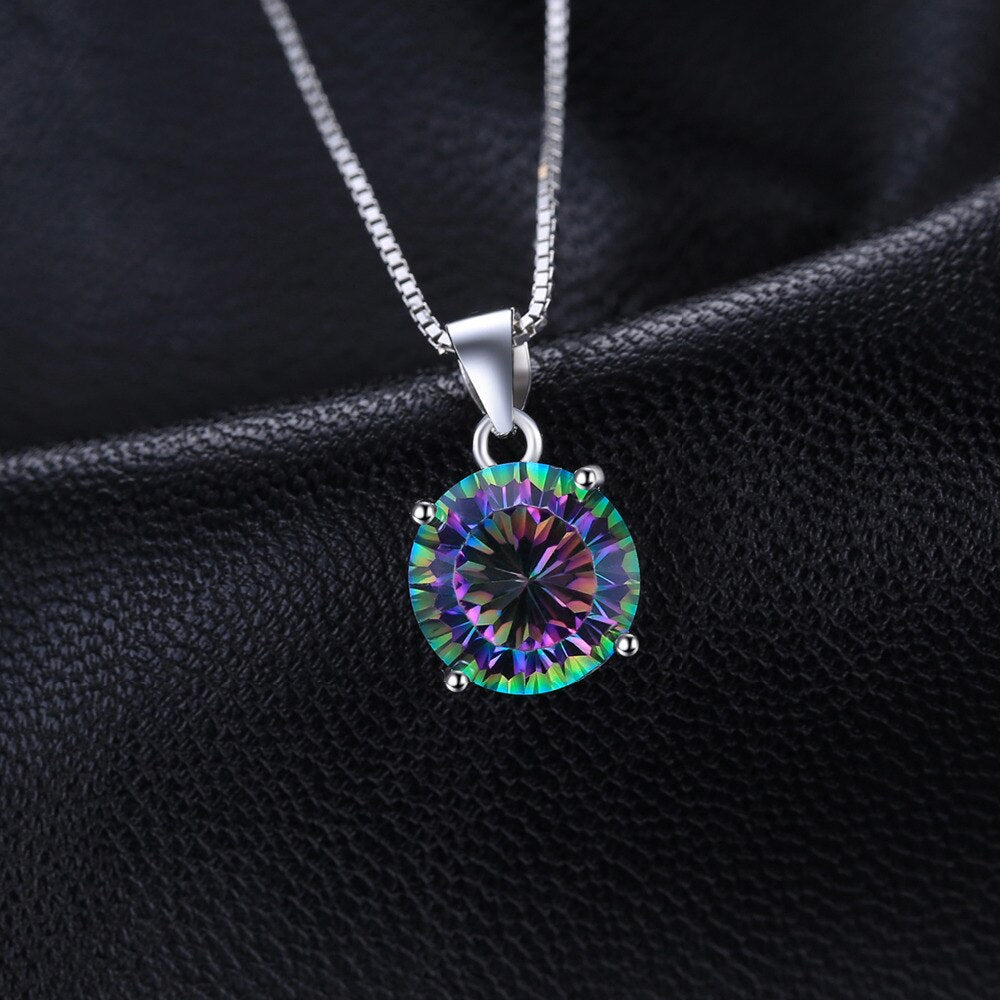 JewelryPalace 4.8ct Natural Mystic Quartz 925 Sterling Silver Pendant Necklace for Woman Trendy Party Gift No Chain New Arrival