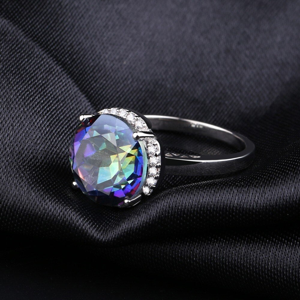 GEM&#39;S BALLET 925 Silver 585 14K 10K 18K Gold Ring 6.57Ct Natural Blueish Mystic Quartz Gemstone Engagement Rings For Women