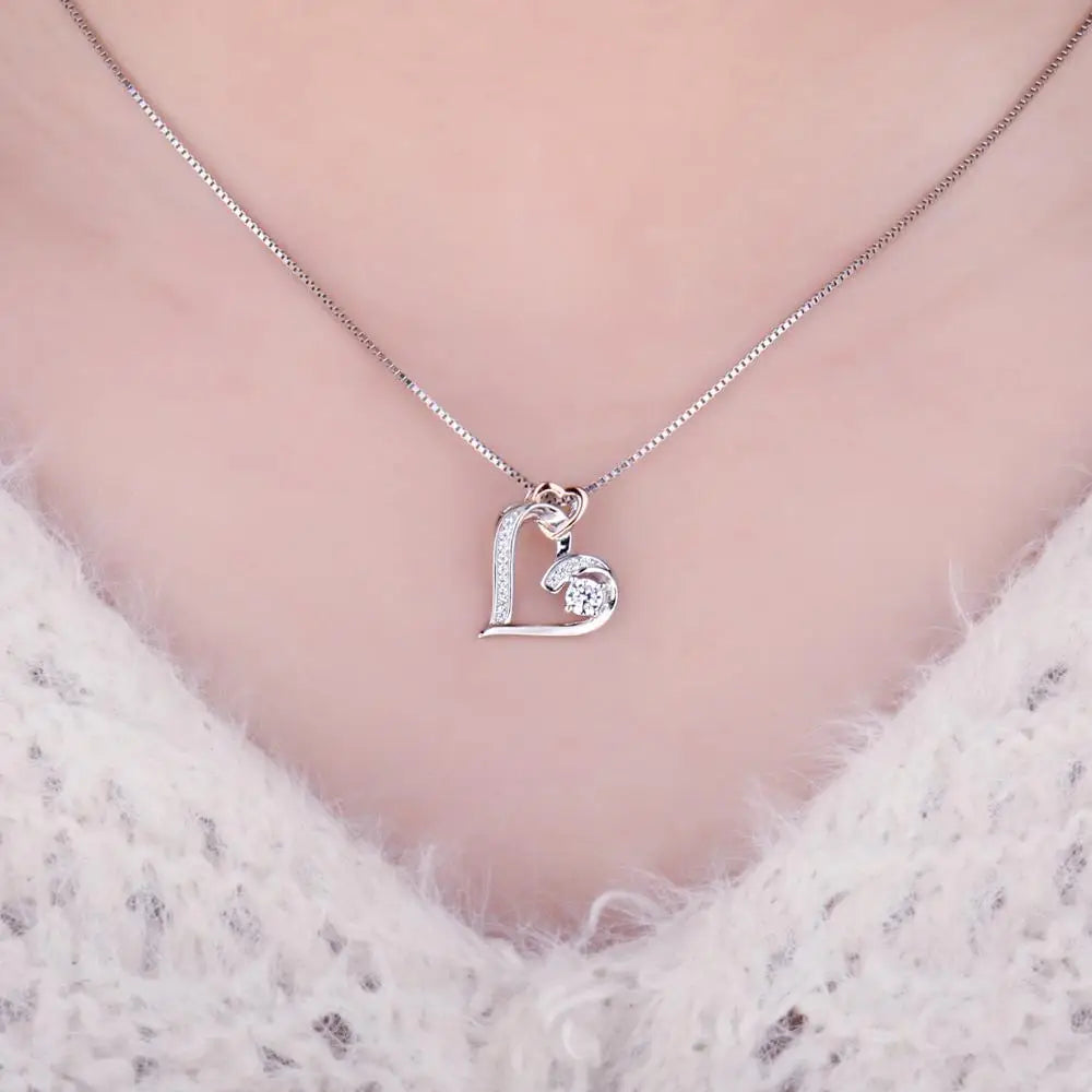 Jewelry Palace Heart Love Rose Gold 925 Sterling Silver Simulated Diamond Pendant Necklace for Women Fashion Jewelry No Chain