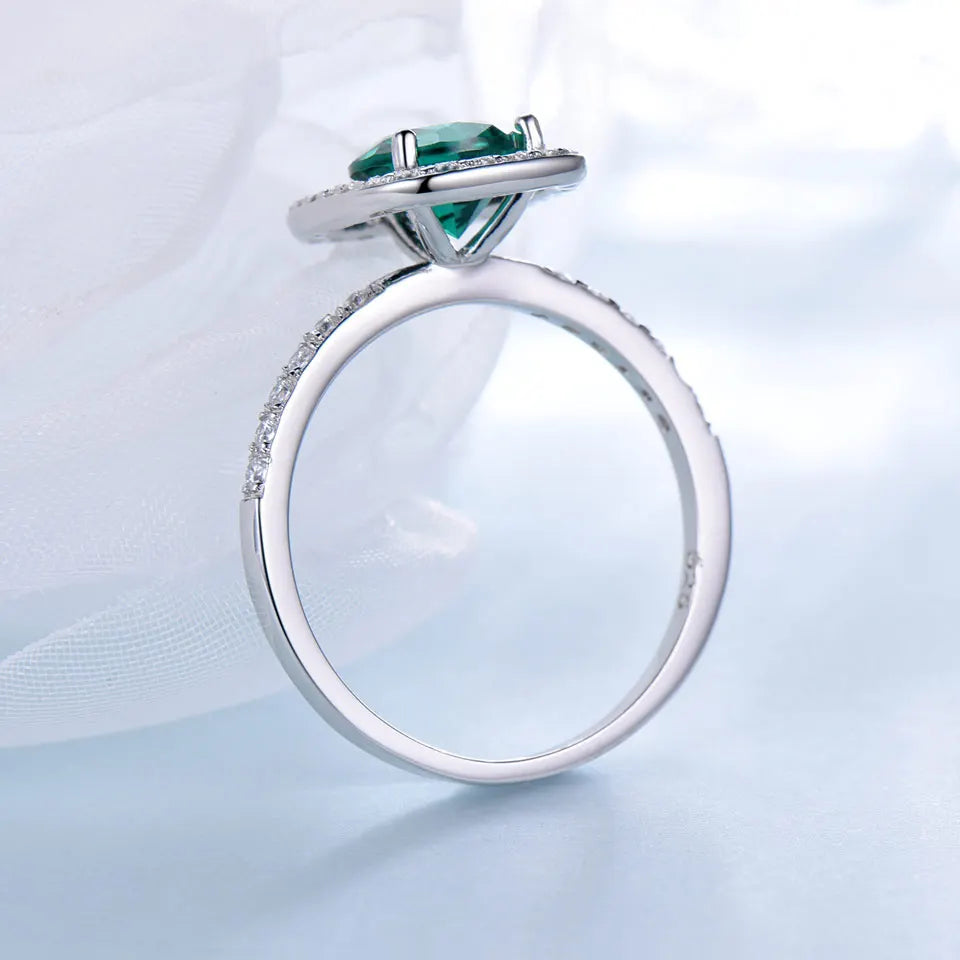 UMCHO Emerald Gemstone Rings for Women Genuine 925 Sterling Sliver Vintage Water Drop Royal Ring Wedding Engagement Fine Jewelry