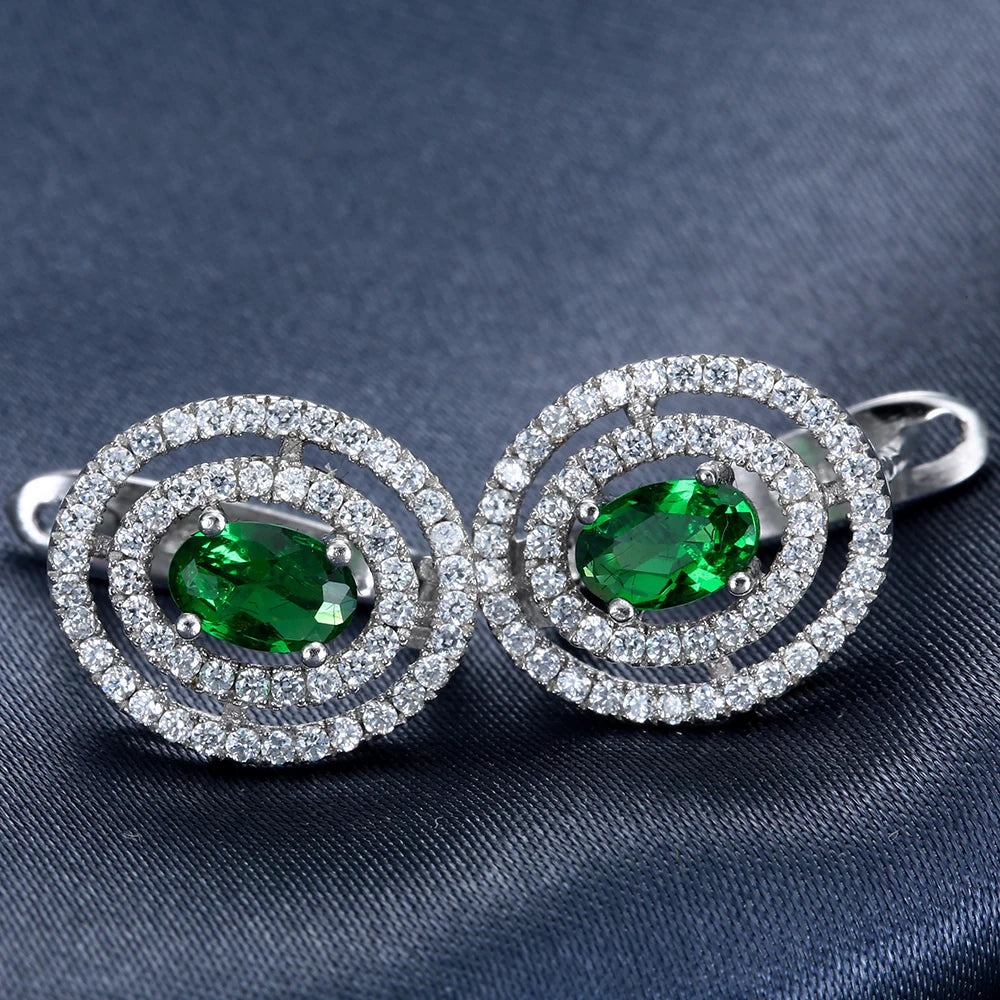 Pretty Silver Plated large hoop earrings Princess Cut MultiColor Green Zircon CZ hoop earrings For women Jewelry accessories